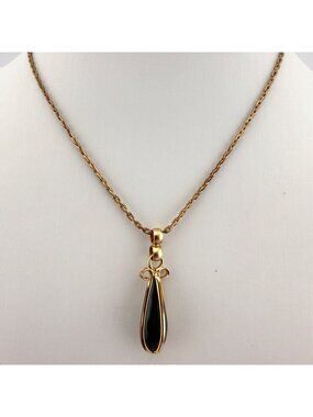 Vintage Winard 12K Gold Filled Green Stone Teardrop Necklace